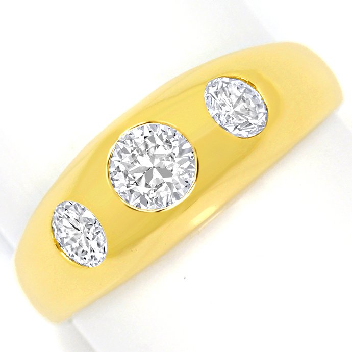 Massiver Gelbgold-Bandring 3 Brillanten 0,80 Carat 18K, aus Designer-Solitär-Diamantringe Brillantringe