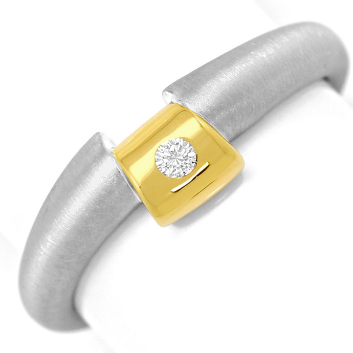 Designer-Ring mit 0,045ct Brillant, Platin und Gelbgold, aus Designer-Solitär-Diamantringe Brillantringe