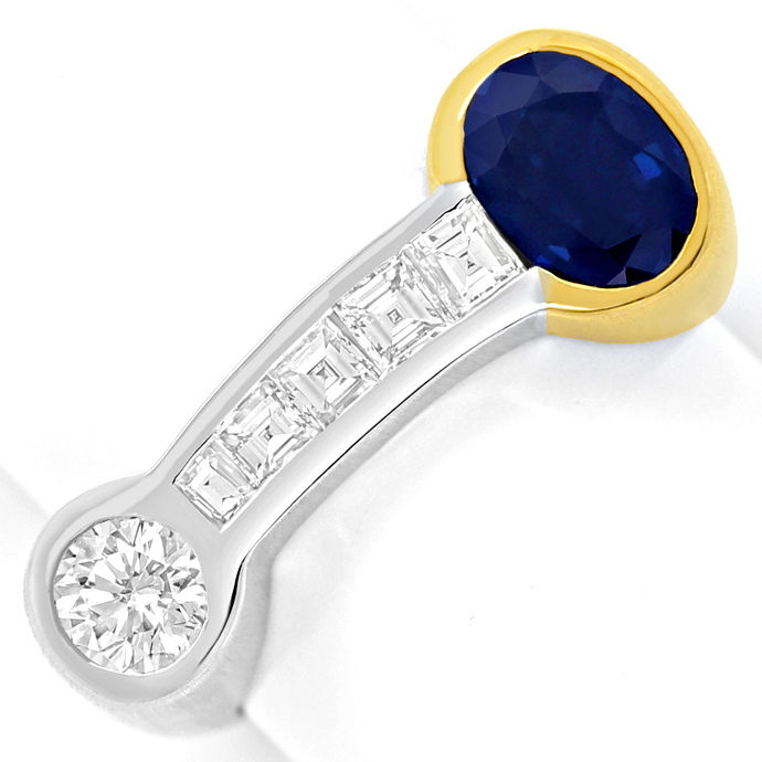 Designer-Ring Topmodern Diamanten Safir, in Bicolor 18K, aus Edelstein Farbstein Ringen