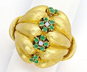 Foto 1 - Dekorativer Smaragd und Diamant Damen Ring 18K Gelbgold, S3525