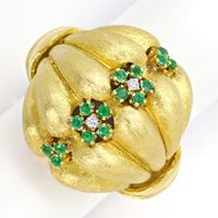 zum Artikel Dekorativer Smaragd und Diamant Damen Ring 18K Gelbgold, S3525