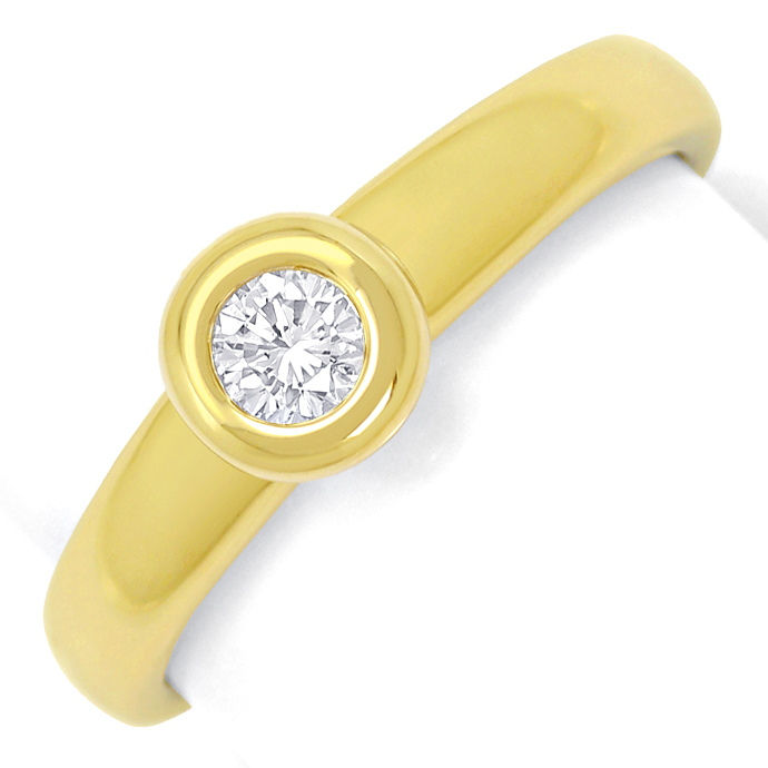 Brillantring mit 0,20ct Lupenreinem Solitär in Gelbgold, aus Designer-Solitär-Diamantringe Brillantringe