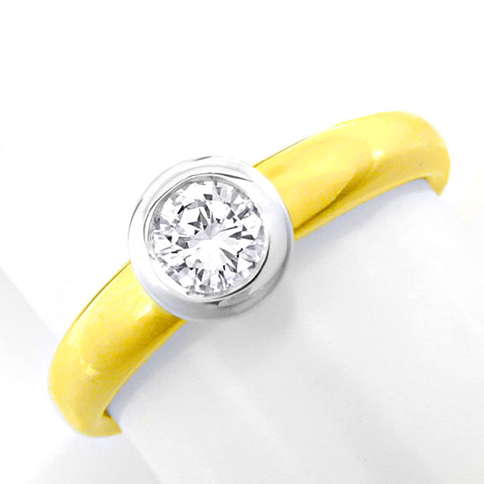 Brillant-Solitär Ring 18K Bicolor 0,31 Carat, aus Designer-Solitär-Diamantringe Brillantringe
