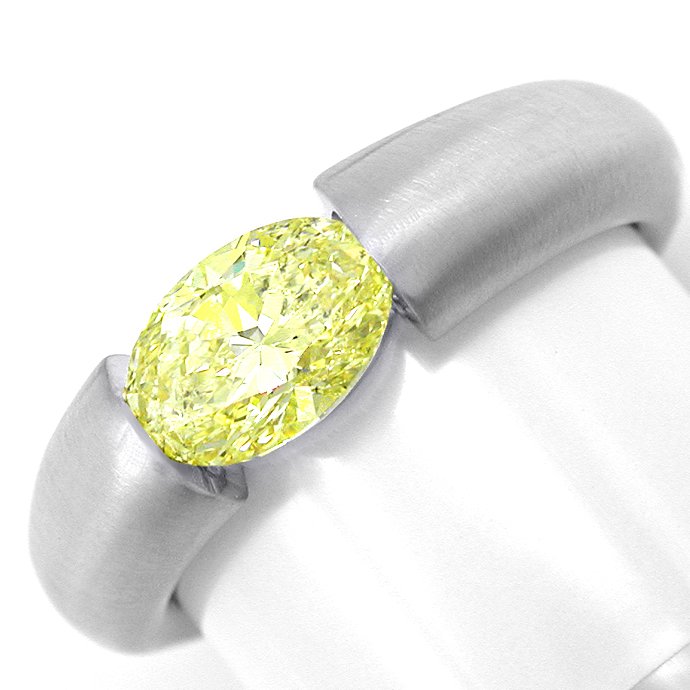 Spann Ring, Einkaräter Zitronen Farbe Oval Schmuck Neu, aus Designer-Solitär-Diamantringe Brillantringe