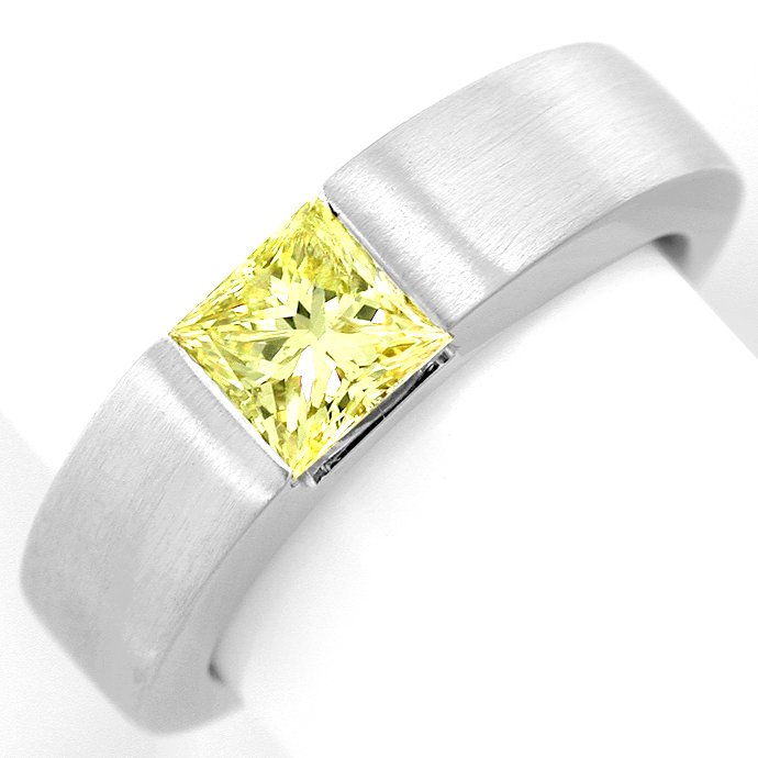 Spann Ring 0,96ct Zitronen Princess Diamant, aus Designer-Solitär-Diamantringe Brillantringe