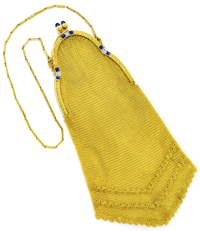 Foto 5 - Massive Gelbgold Hand Tasche Diamanten Saphire Gravuren, S4443