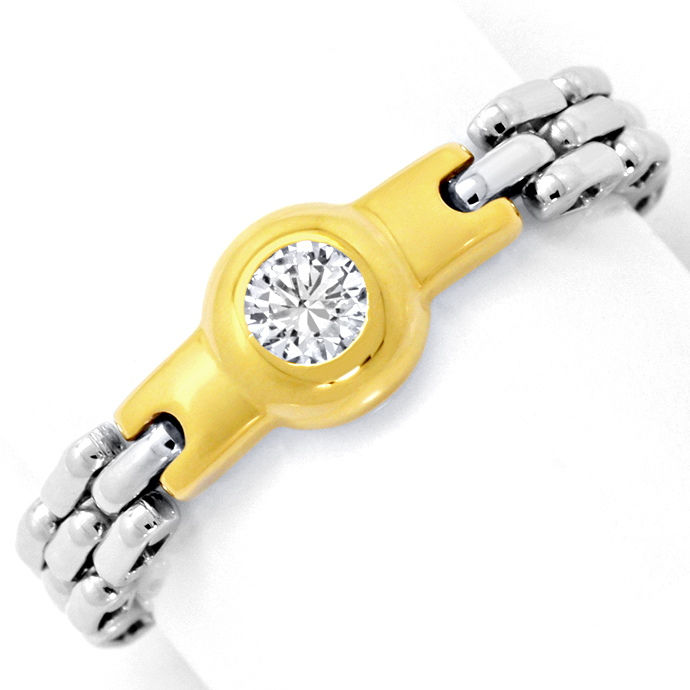Ketten Diamant-Ring 0,26 River Brillant Gelb Weißgold, aus Designer-Solitär-Diamantringe Brillantringe