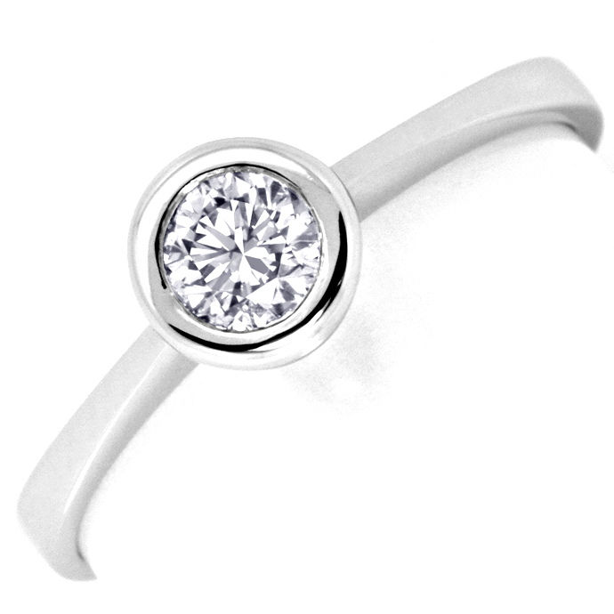 Brillant-Ring Solitaer 0,27 Top Wesselton 18K Weißgold, aus Designer-Solitär-Diamantringe Brillantringe