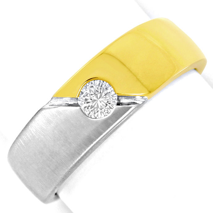 Brillantring Halb Gelbgold Halb Weißgold 0,16Carat 18K, aus Designer-Solitär-Diamantringe Brillantringe