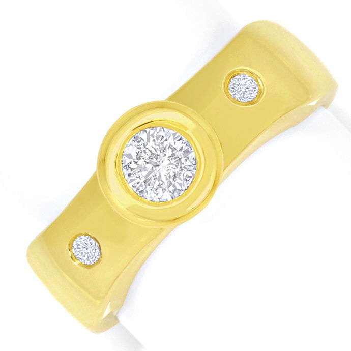 Brillant-Gold-Ring 0,50ct River Brillanten 14K Gelbgold, aus Designer-Solitär-Diamantringe Brillantringe