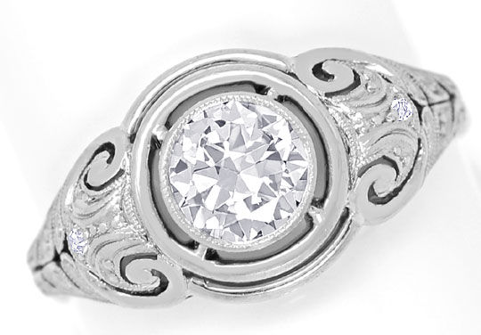 Foto 2 - Antiker Ring 0,75ct Diamant in Platin und Gold, S4821