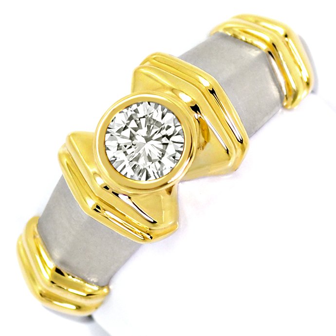 Topmoderner Brillant Bandring 0,30ct Gelbgold-Weißgold, aus Designer-Solitär-Diamantringe Brillantringe