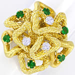 Exklusiver Smaragde Diamanten Blüten Goldring