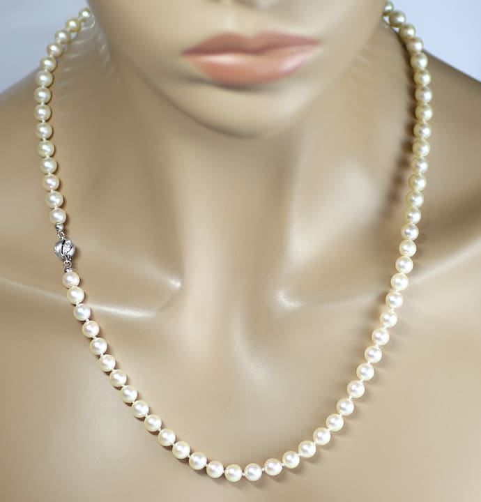 Foto 6 - Elegante Perlenkette 58cm Diamanten-Schloss, S5206