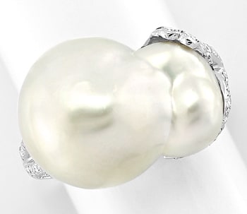 Foto 1 - Unikat Ring Riesen-Perle Diamanten Weißgold, S5330