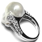 Unikat Riesen-Perle Diamanten Weißgold Ring