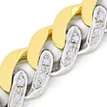 Flachpanzer-Goldarmband Gelb-Weiß 63 Diamanten