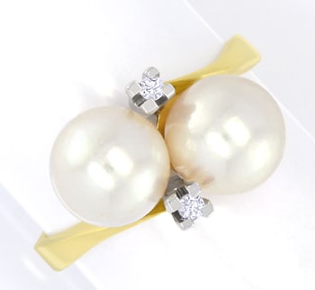 Foto 1 - Modischer Damengoldring Perlen und Diamanten, S5533