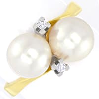 zum Artikel Modischer Damengoldring Perlen und Diamanten, S5533