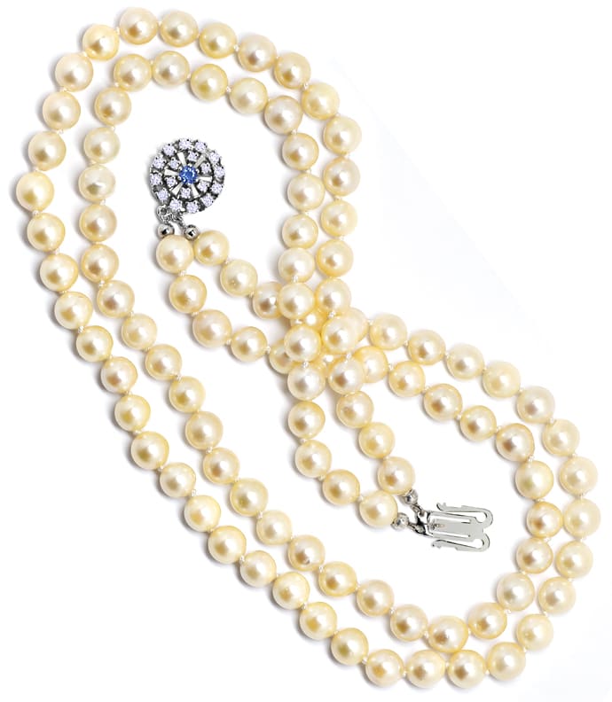 Foto 4 - Prachtvolle Perlenkette Saphir-Diamant-Schloss, S5557