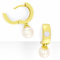 zum Artikel Perlen Brillanten Creolen-Ohrringe Gelbgold, S5569