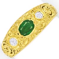zum Artikel Floraler Herren-Smaragd-Brillantgoldbandring, S5677