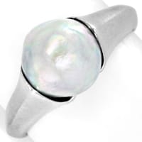 zum Artikel Weißgold-Ring eingespannte silberne 10mm Perle, S5678