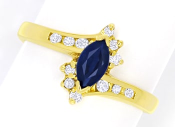 Foto 1 - Bezaubernder Saphir-Diamanten-Ring in Gelbgold, S5683