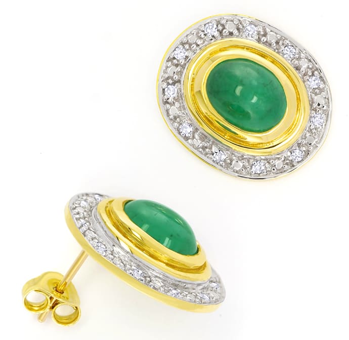 Foto 1 - Smaragde und Diamanten in ovalen Ohrsteckern, S5684