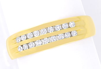 Foto 1 - Gelbgold-Ring zwei Reihen gespannte Diamanten, S5745
