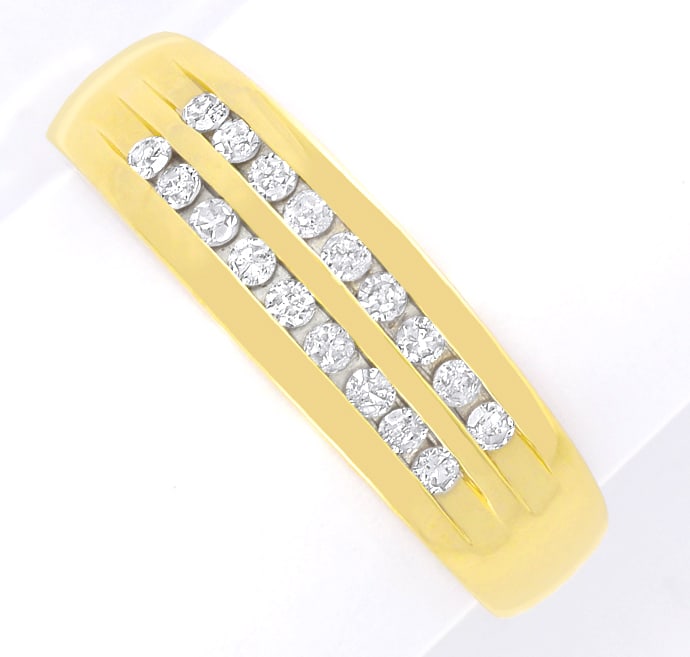 Foto 2 - Gelbgold-Ring zwei Reihen gespannte Diamanten, S5745