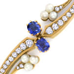 Antiker Gold-Armreif Diamanten Perlen Saphire