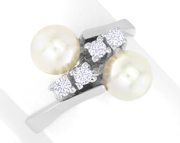 Foto 1 - Zauberhafter Diamanten-Weißgoldring 1A Perlen, S5888