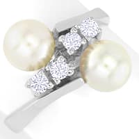 zum Artikel Zauberhafter Diamanten-Weißgoldring 1A Perlen, S5888