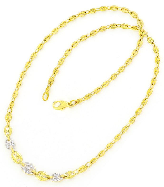 Foto 3 - Collier Gelbgold-Bohnenkette mit 15 Diamanten, S5927