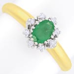 Klassischer Smaragd-Diamanten-Ring 14K Gold