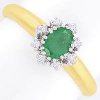 zum Artikel Klassischer Smaragd-Diamanten-Ring 14K Gold, S5960