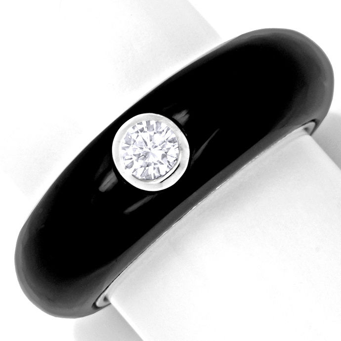 Brillant-Solitär Ring aus Onyx und Weißgold, aus Designer-Solitär-Diamantringe Brillantringe
