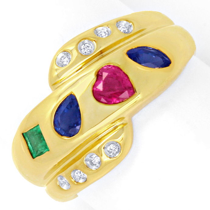 Diamantring Safire/Saphire Rubin Herz Smaragd, aus Edelstein Farbstein Ringen