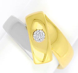 Foto 1 - Designer-Ring 0,13 Brillant Solitaer Gelbgold-Weißgold, S6717