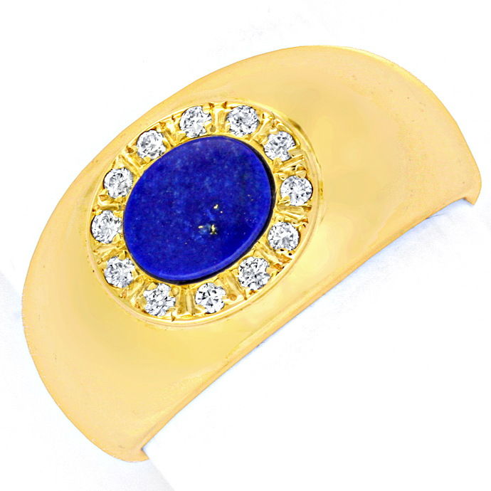 Lapislazuli Brillantring, Gelbgold, 12 Diamanten, aus Edelstein Farbstein Ringen