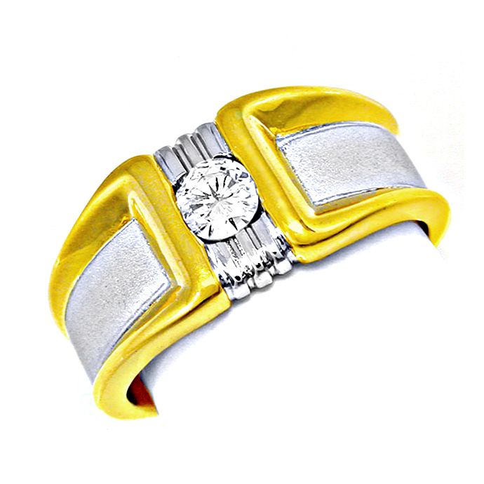 Neu! Brillant-Solitär Ring 18K Bicolor, aus Designer-Solitär-Diamantringe Brillantringe