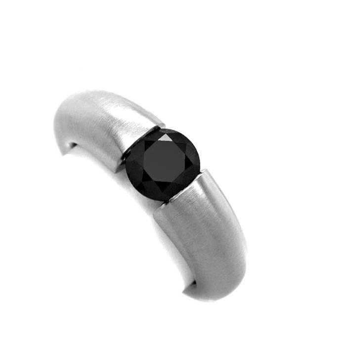 Spann Ring, Schwarzer Brillant 1,15ct, aus Designer-Solitär-Diamantringe Brillantringe