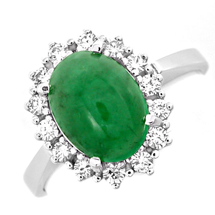 Brillant-Ring 1,9ct Smaragd River Lupenrein, aus Edelstein Farbstein Ringen