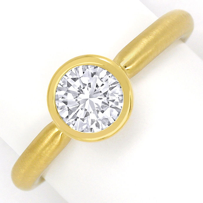 Brillant-Solitär 0,75ct Weiß Lupenrein in Gelbgold-Ring, aus Designer-Solitär-Diamantringe Brillantringe