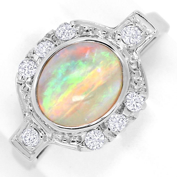 Sensationell toller Opal 1,6ct im Brillantweissgoldring, aus Edelstein Farbstein Ringen