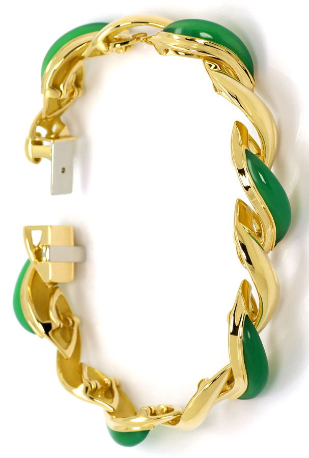 Foto 2 - Luxuriöses Designer-Chrysoprase Armband in 18K Gelbgold, S9247