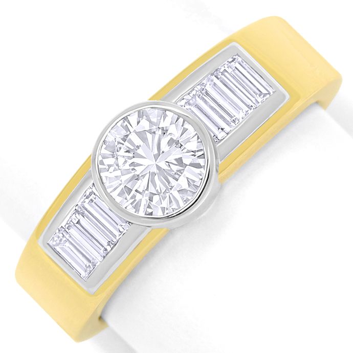 Handarbeits-Ring 1,09 Brillant 0,56ct Diamant Baguetten, aus Designer-Solitär-Diamantringe Brillantringe