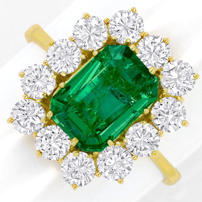 Kolumbianischer 1,9ct Sensations Smaragd Brillantenring, aus Edelstein Farbstein Ringen