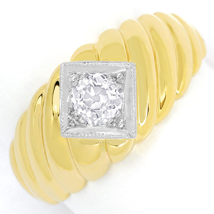 Massiver Platin-Goldring mit 0,56ct lupenreinem Diamant, aus Designer-Solitär-Diamantringe Brillantringe